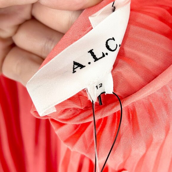 NWT A.L.C. Aries Pleated Satin Maxi Dress in Maillot - Picture 8 of 10